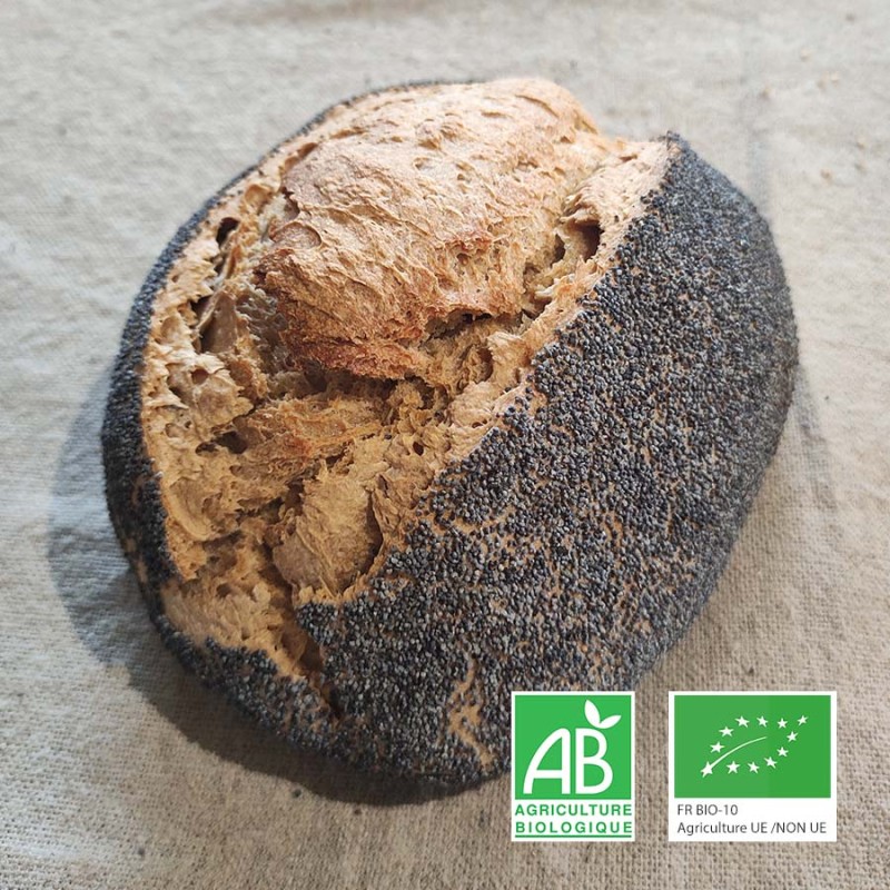 Pain nature en croûte de pavot bio au levain
