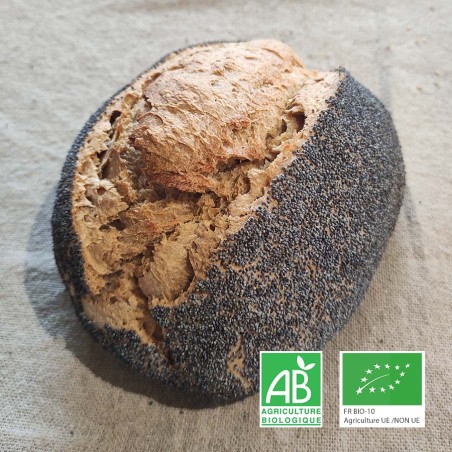Pain nature en croûte de pavot bio au levain